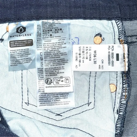 LEVIS 501® BUTTON FLY '93 STRAIGHT FIT MEN'S JEANS 36X30 NEW WITH TAG $98 Retail